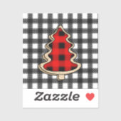 バッファロー・プレイド、赤いギンガム・クリスマスツリー シール (シート)