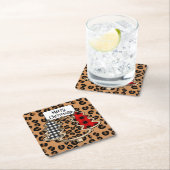 バッファロー・プレイド、赤いギンガム・クリスマスツリー スクエアペーパーコースター (インサイチュ)