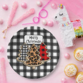 バッファロー・プレイド、赤いギンガム・クリスマスツリー ペーパープレート (パーティー)