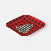 バッファロー・プレイド、赤いギンガム・クリスマスツリー ペーパープレート (傾斜あり)