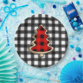 バッファロー・プレイド、赤いギンガム・クリスマスツリー ペーパープレート (パーティー)