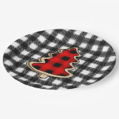 バッファロー・プレイド、赤いギンガム・クリスマスツリー ペーパープレート (アングル)