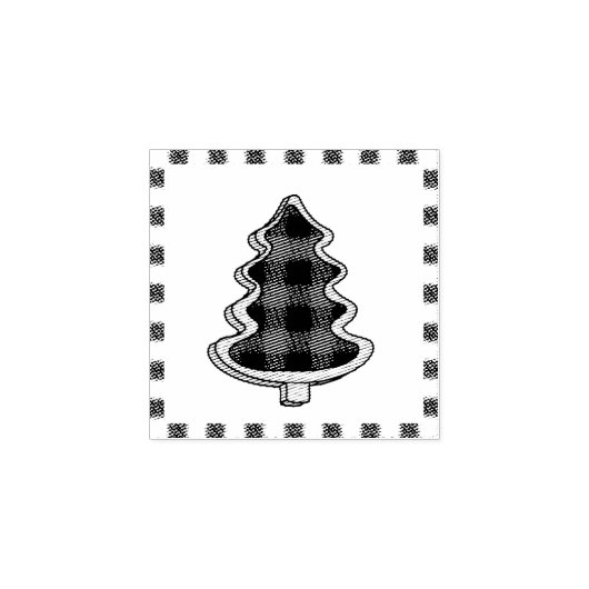 バッファロー・プレイド、赤いギンガム・クリスマスツリー ラバースタンプ (インプリント)