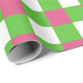 バッファロー・プレイド | AKAピンクとグリーンのソロリティ ラッピングペーパー (ロールコーナー)