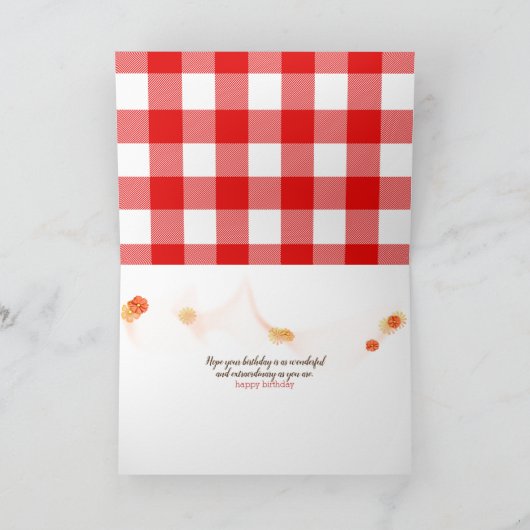 バッファロー·プレイ赤と白ドの誕生日に咲くヒマワリ カード (内部)