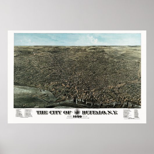 バッファロー， NYパノラママップ – 1880 ポスター (正面)