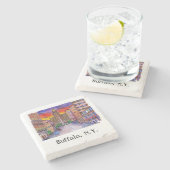 バッファローNYシティホールメアリークンズゴールドマン ストーンコースター (横)