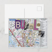 バッファローNYマップコラージュ ポストカード (正面/裏面)