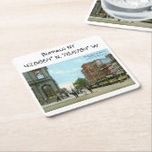 バッファローNYマップ座標ヴィンテージスタイル スクエアペーパーコースター (アングル)