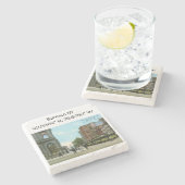 バッファローNYマップ座標ヴィンテージスタイル ストーンコースター (横)