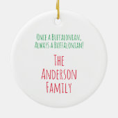 バッファローNY電動タワーパーソナライズされたクリスマス セラミックオーナメント (裏面)