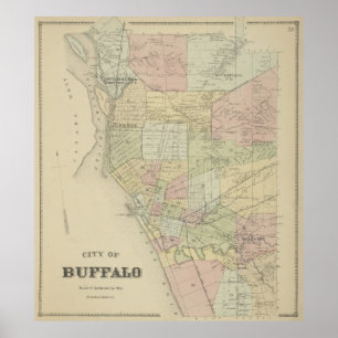 バッファローNY (1866年)のヴィンテージの地図 ポスター