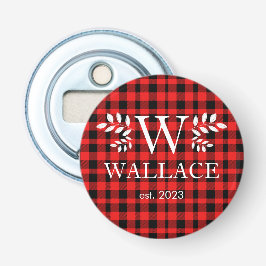 バッファローPlaidクリスマスモノグラムの新しい写真 栓抜き