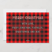 バッファローPlaid写真素朴パーソナライズされたクリスマス シーズンカード (裏面)