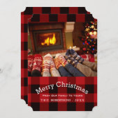 バッファローplaid lumberjackカントリーのクリスマスフォト シーズンカード (正面/裏面)