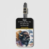 バッファロ威厳のあるバイソンのロームザカラフルプレーンズ ラゲッジタグ (正面縦)