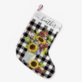 バッファロ白黒ヒマワリ手書 スモールクリスマスストッキング (正面 (吊り時))