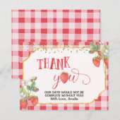 バツイチ スイート イチゴ 水彩画 ありがとうカード サンキューカード (正面/裏面)