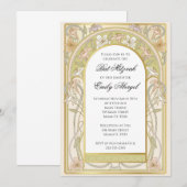 バツ・ミッツヴァーの招待状 レトロ ヴィンテージ 花柄 招待状 (正面/裏面)