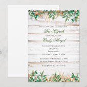 バツ・ミツバーの招待状 グリーン ラスティック 水彩 招待状 (正面/裏面)