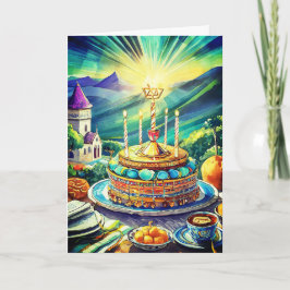 バツ・ミツヴァ・カード、5" x 7" 折りたたみ式グリーティングカード カード