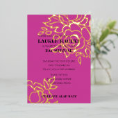 バツ ミトバの招待状 ゴールド フローラル あらゆる色 箔招待状 (立ち正面)