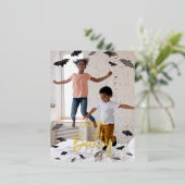 バティを取ろう！ハロウィーンこうもり 箔シーズンポストカード (立ち正面)