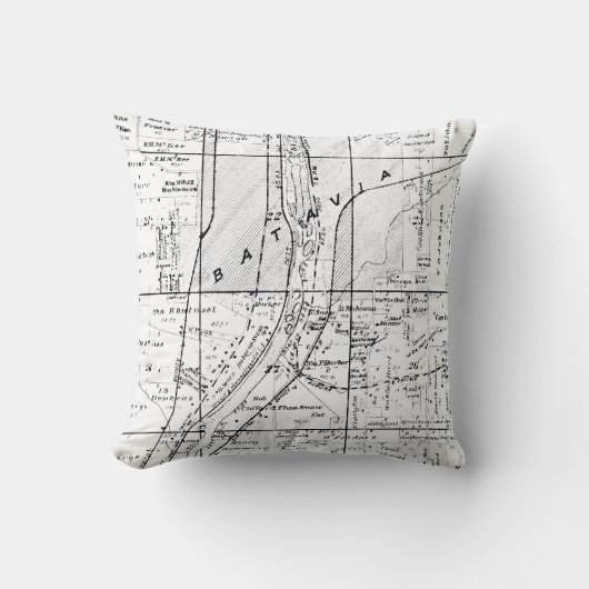 バテービアイリノイ1871の地図のキツネリバー・バレー クッション (正面)