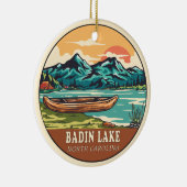 バディンレイクノースカロライナ舟遊び魚釣りエンブレム セラミックオーナメント (右)