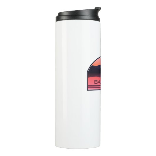 バディンレイクノースカロライナ赤い日の出 タンブラー (回転左)