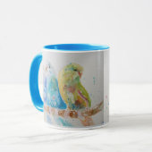 バディーズスリーシッティングブランチウォーターカラーマグブルー マグカップ (正面左)