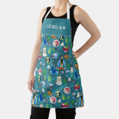 バディ小妖精や小人とキャラクターティール(緑がかった色)パターン エプロン (インサイチュ)