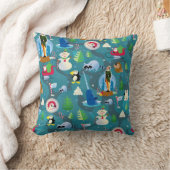 バディ小妖精や小人とキャラクターティール(緑がかった色)パターン クッション (ブランケット)