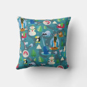 バディ小妖精や小人とキャラクターティール(緑がかった色)パターン クッション (裏面)