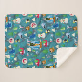 バディ小妖精や小人とキャラクターティール（緑がかった色）パターン シェルパブランケット (正面(横))