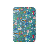 バディ小妖精や小人とキャラクターティール(緑がかった色)パターン バスマット (正面縦)