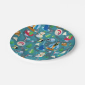 バディ小妖精や小人とキャラクターティール（緑がかった色）パターン ペーパープレート (アングル)