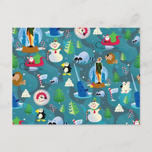 バディ小妖精や小人とキャラクターティール(緑がかった色)パターン ポストカード (正面)