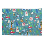 バディ小妖精や小人とキャラクターティール(緑がかった色)パターン 枕カバー (裏面)