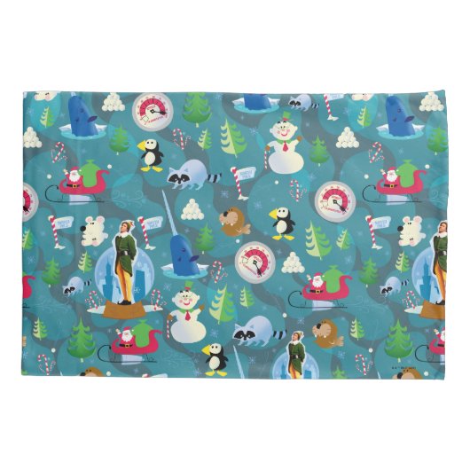 バディ小妖精や小人とキャラクターティール(緑がかった色)パターン 枕カバー (裏面)