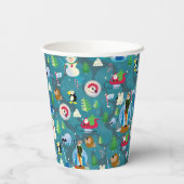 バディ小妖精や小人とキャラクターティール（緑がかった色）パターン 紙コップ (裏面)