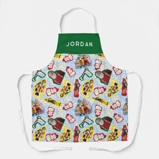 バディ小妖精や小人とサンタノースポールパターン エプロン (正面)