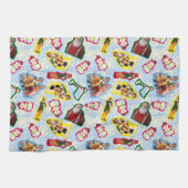 バディ小妖精や小人とサンタノースポールパターン キッチンタオル (横)