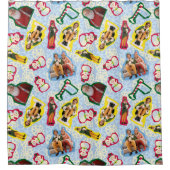 バディ小妖精や小人とサンタノースポールパターン シャワーカーテン (正面)