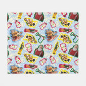 バディ小妖精や小人とサンタノースポールパターン フリースブランケット (正面(横))