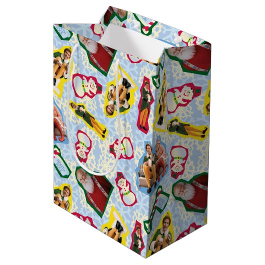 バディ小妖精や小人とサンタノースポールパターン ミディアムペーパーバッグ (裏面アングル)