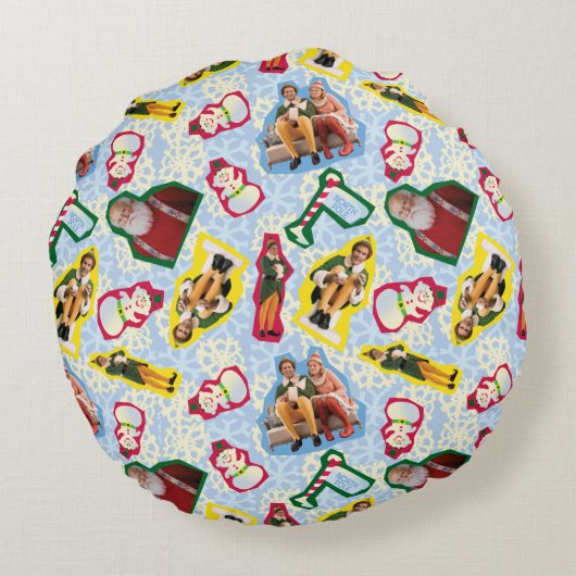 バディ小妖精や小人とサンタノースポールパターン ラウンドクッション (裏面)