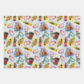 バディ小妖精や小人とサンタノースポールパターン ラッピングペーパーシート (正面3)