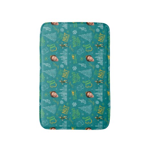 バディ小妖精や小人ティール（緑がかった色）引用文パターン バスマット (正面縦)