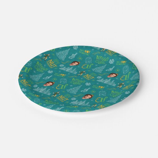 バディ小妖精や小人ティール（緑がかった色）引用文パターン ペーパープレート (アングル)